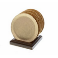 York Set of 4 Round Bronze Coasters w/ Caddy